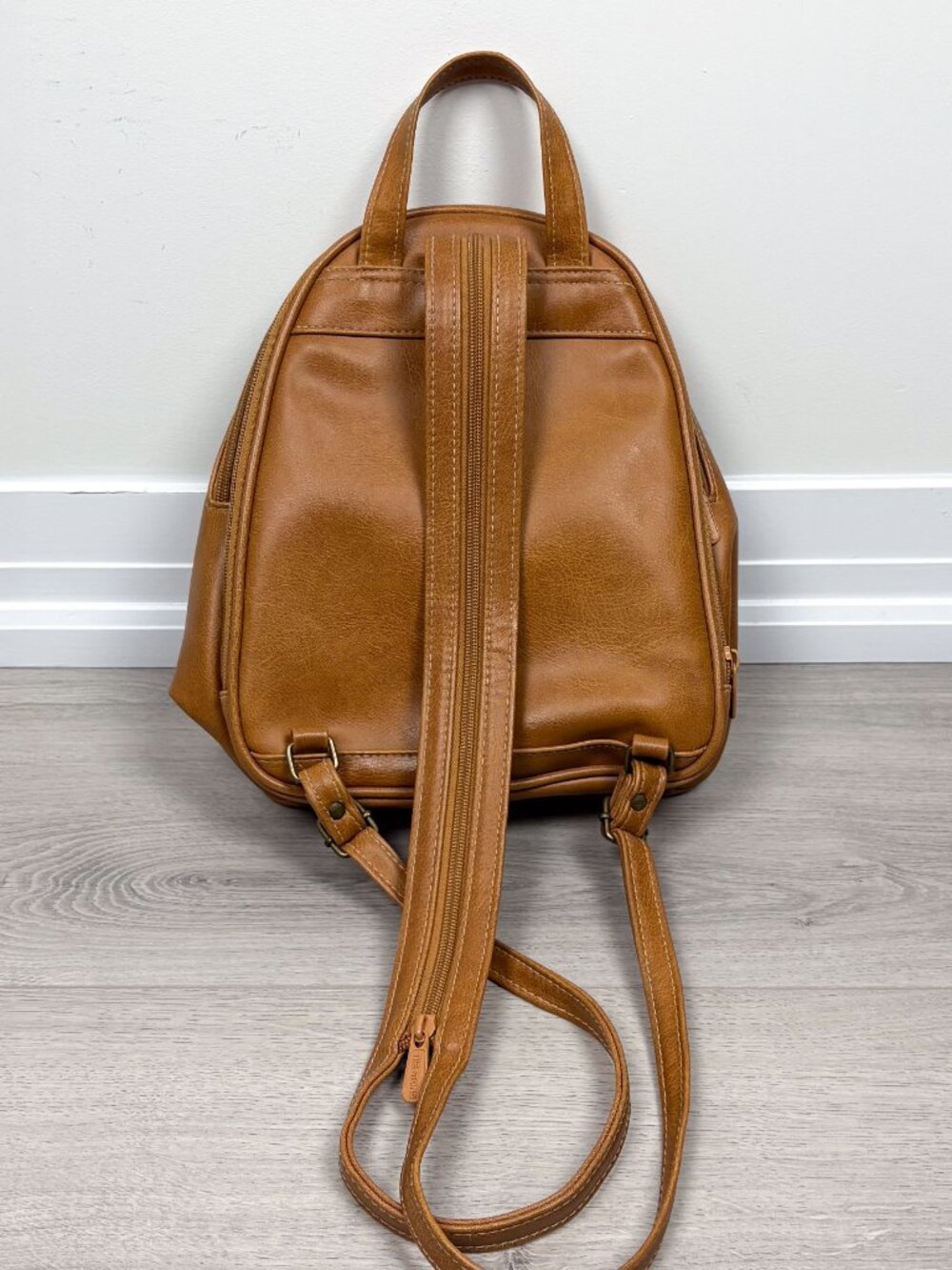 The Stone Reaction Womens Faux Leather Mini Backpack Tan Bag - Picture 5 of 7